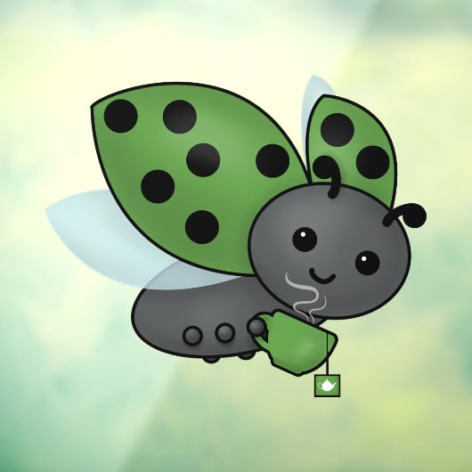 お茶を飲むラディバグのウィンドウにしがみつく ウィンドウサイン (シート3)