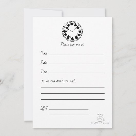 お茶を飲む人へのお茶の時間案内 招待状 (裏面)