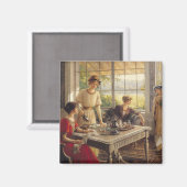 お茶を飲む女性 マグネット (正面/裏面)