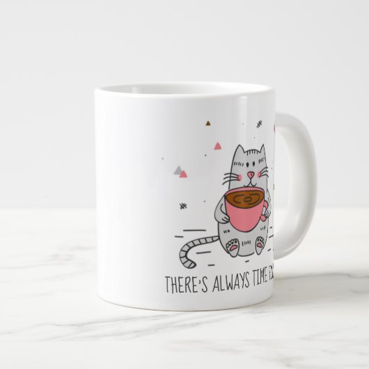 お茶を飲む時間が常にある ジャンボコーヒーマグカップ (正面右)