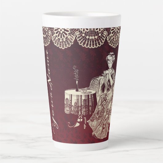 お茶を飲む カフェラテマグ (正面)