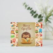 お茶を飲む ポストカード (スタンド正面)