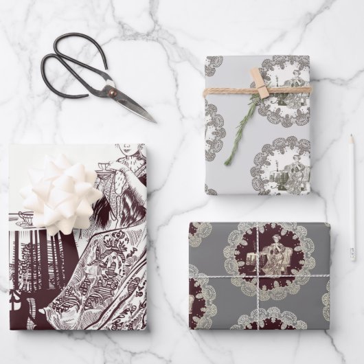 お茶を飲む ラッピングペーパーシート (正面)