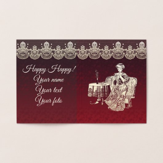 お茶を飲む 箔カード (内部)