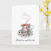 お茶を飲んでスローガン引用文、ヴィンテージカップ カード (黄色い花)