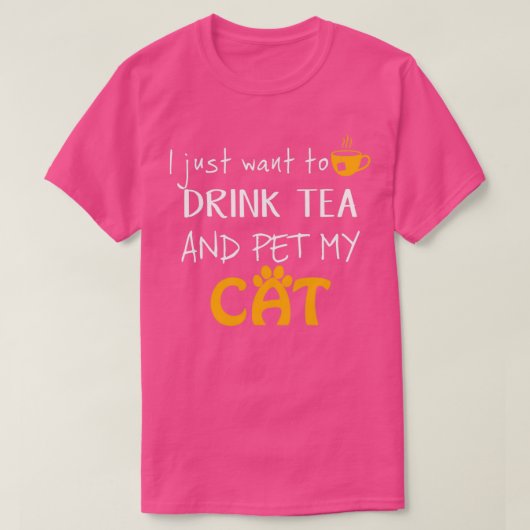 お茶を飲んで猫を飼いたい Tシャツ (デザイン正面)