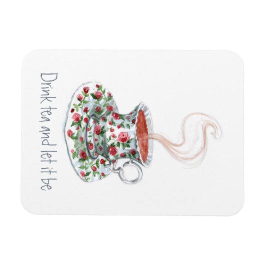 お茶を飲んで飲む – お茶の感動的引用文 マグネット (横)