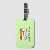 お茶を飲んで、スローガンおもしろい、お茶カップ ラゲッジタグ (正面縦)