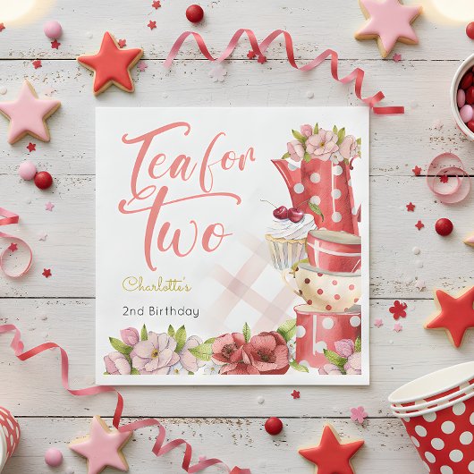 お茶を2つ、お茶の花の誕生日 スタンダードランチョンナプキン