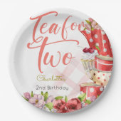 お茶を2つ、お茶の花の誕生日 ペーパープレート (正面)