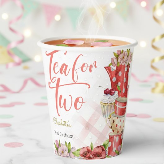 お茶を2つ、お茶の花の誕生日 紙コップ