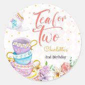 お茶を2つ、お茶の誕生日 ラウンドシール (正面)