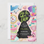 お茶を2つ、お茶の誕生日 招待状 (正面)