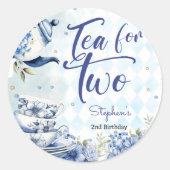 お茶を2つ、2歳の誕生日子供へ ラウンドシール (正面)