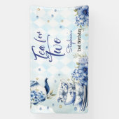 お茶を2つ、2歳の誕生日子供へ 横断幕 (縦)