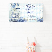 お茶を2つ、2歳の誕生日子供へ 横断幕 (インサイチュ)