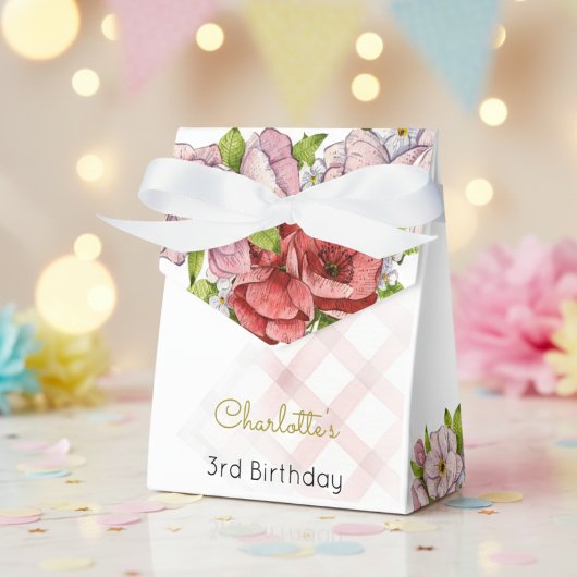 お茶を3つ、お茶の花の誕生日 フェイバーボックス