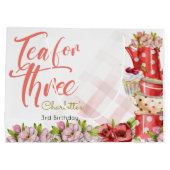 お茶を3つ、お茶の花の誕生日 ラージペーパーバッグ (裏面)
