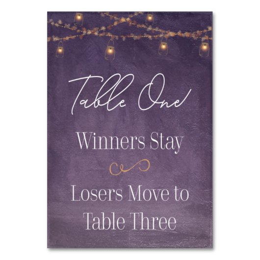 お茶エレガント灯パープルバンコテーブルワン テーブルナンバー (正面)