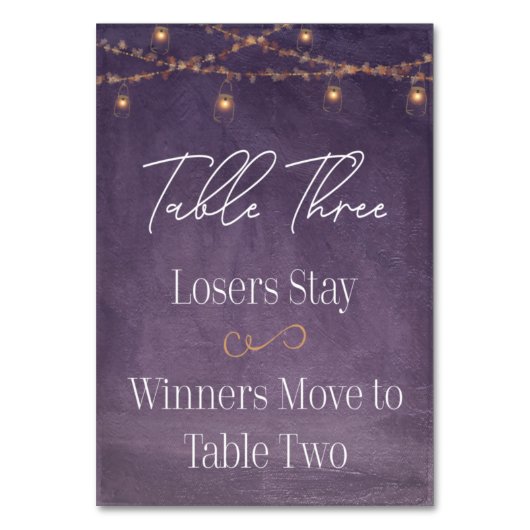 お茶エレガント灯パープルバンコテーブル3 テーブルナンバー (正面)