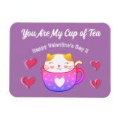 お茶カップの中に猫が入ったフレキシブルなフォトマグネット マグネット (横)