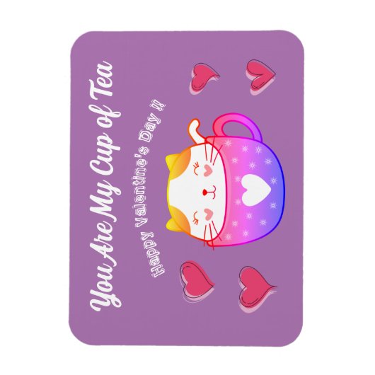 お茶カップの中に猫が入ったフレキシブルなフォトマグネット マグネット (縦)