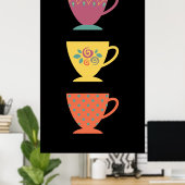 お茶カラフルのカップ、コーヒーマグカップ ポスター (ホームオフィス)