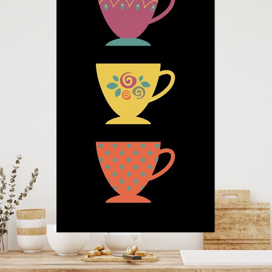 お茶カラフルのカップ、コーヒーマグカップ ポスター (キッチン)