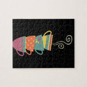 お茶カラフル/コーヒーカップを積み重ね、マグカップを蒸す ジグソーパズル (横)