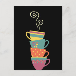 お茶カラフル/コーヒーカップを積み重ね、蒸し熱マグカップ ポストカード