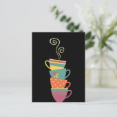 お茶カラフル/コーヒーカップを積み重ね、蒸し熱マグカップ ポストカード (スタンド正面)