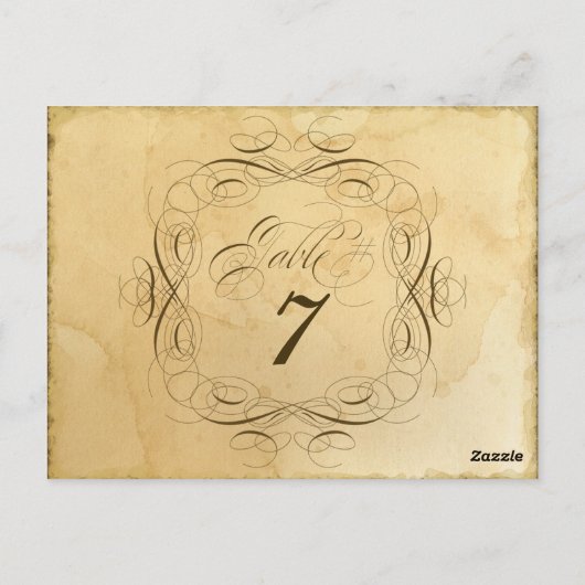 お茶ステンドヴィンテージウェディング1 – テーブル番号カード ポストカード (裏面)