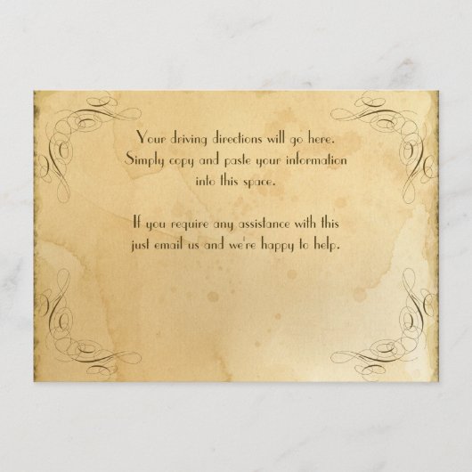 お茶ステンドヴィンテージウェディング1 – ドライブの向き エンクロージャーカード (正面)