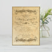 お茶ステンドヴィンテージウェディング2 – リハーサルディナー 招待状 (スタンド正面)