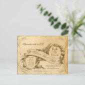 お茶ステンドヴィンテージ結婚式1 – 日付を保存 案内ポストカード (スタンド正面)