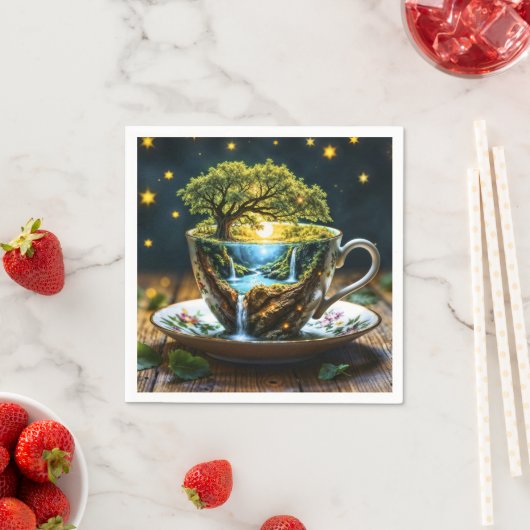 お茶セット超現実的なウォーターフォールドキッチンデコールアート スタンダードカクテルナプキン (インサイチュ)