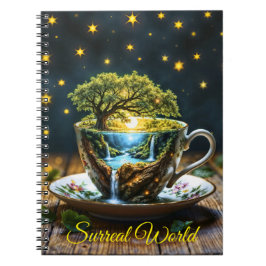 お茶セット超現実的なウォーターフォールドキッチンデコールアート ノートブック