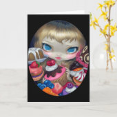 「お茶パーティーおやつり」グリーティングカード カード (黄色い花)