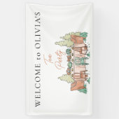 お茶パーティーの女の子かわいい誕生日ウェルカムサイン 横断幕 (縦)