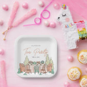 お茶パーティーの女の子の誕生日かわいい ペーパープレート (パーティー)