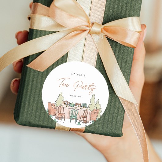 お茶パーティーの女の子の誕生日かわいい ラウンドシール