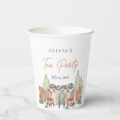 お茶パーティーの女の子の誕生日かわいい 紙コップ (裏面)