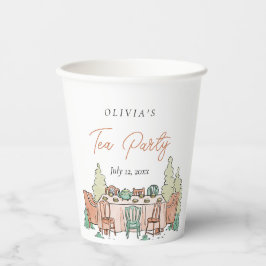 お茶パーティーの女の子の誕生日かわいい 紙コップ