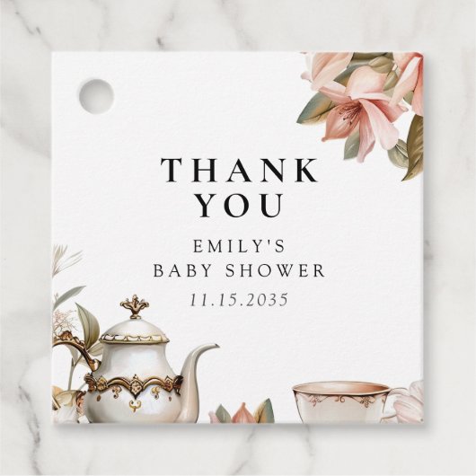 お茶パーティーエレガントベビーシャワー フェイバータグ (正面)