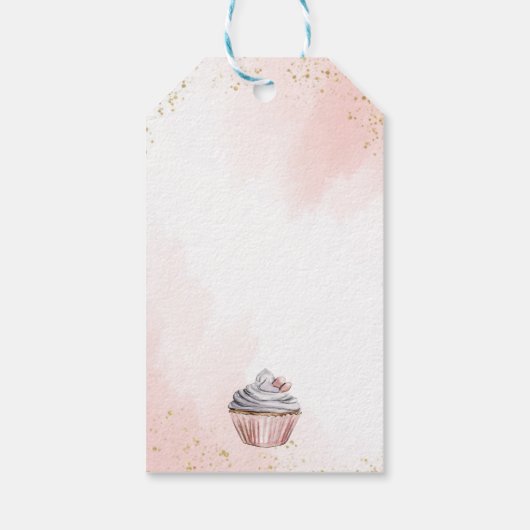 お茶パーティーピンク青感謝してい誕生日 ギフトタグ (裏面)
