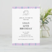 お茶パーティー薄紫パー茶60歳の誕生日 招待状 (スタンド正面)