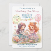お茶パーティー誕生日パーティーの招待 招待状 (正面)