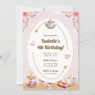お茶パーティー誕生日パーティーの招待 招待状