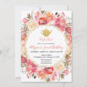 お茶パーティー2歳のお誕生日お茶2人に 招待状 (正面)