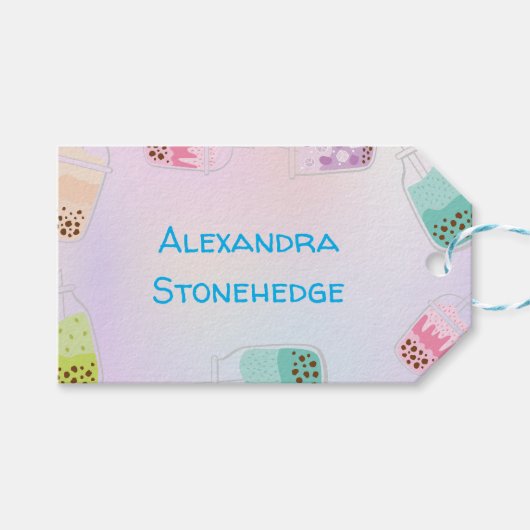 お茶ボバ茶の誕生日をパーしよう ギフトタグ (正面(横))